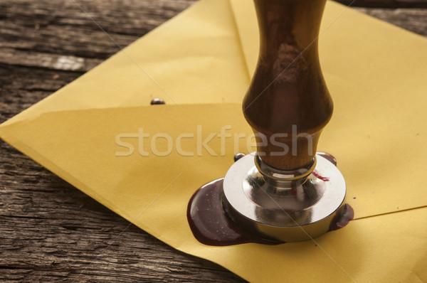 old mail envelope with red wax seal stamps Stock photo © inxti
