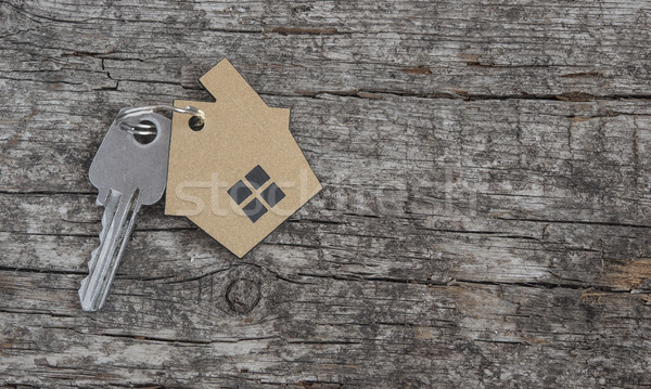 Symbool huis zilver sleutel vintage houten Stockfoto © inxti