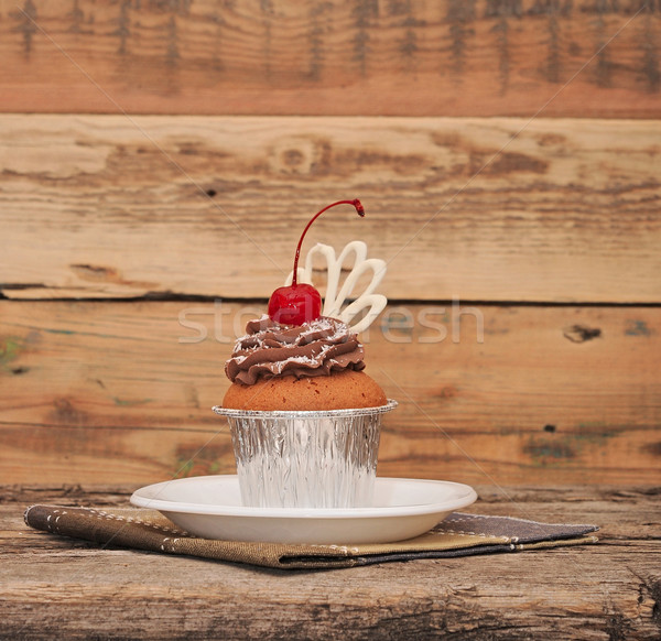 Chocolate cherry cupcakes Stock photo © inxti