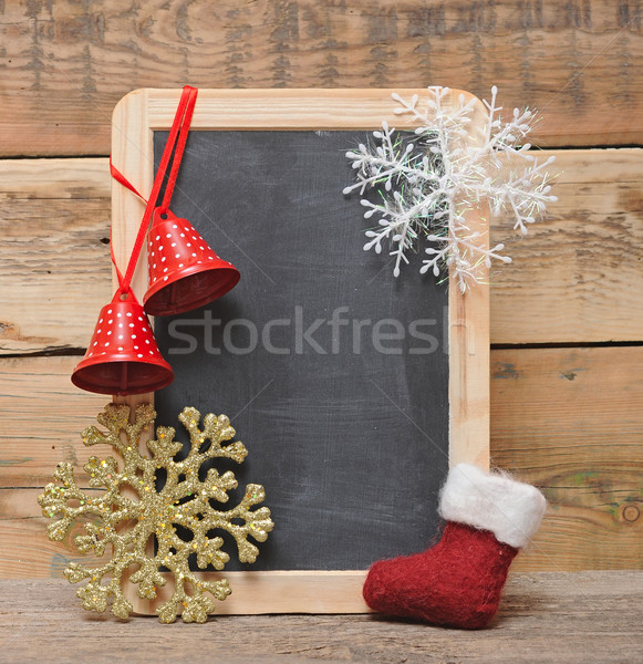 [[stock_photo]]: Décoratif · Noël · tableau · noir · bois · cadre · beauté