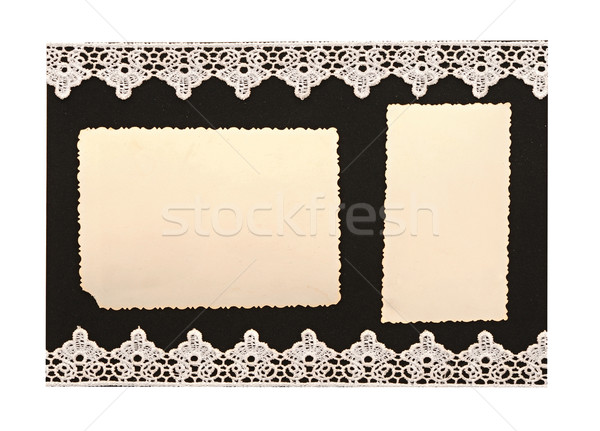 Retro background or greeting card with old photo and lacy border Stock photo © inxti