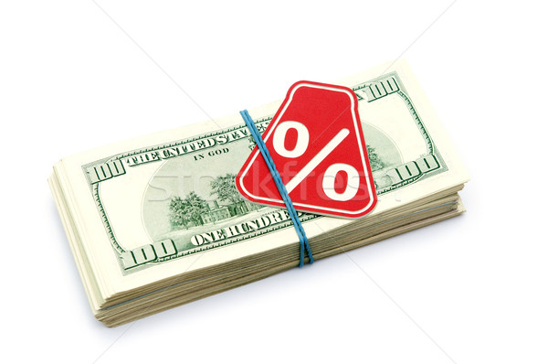 Sign % on the background of one hundred dollar bills  Stock photo © inxti