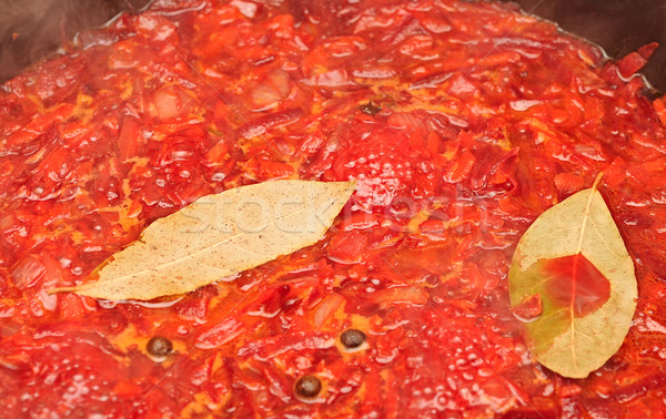 Sos pomidorowy rondel charakter restauracji gotowania świeże Zdjęcia stock © inxti