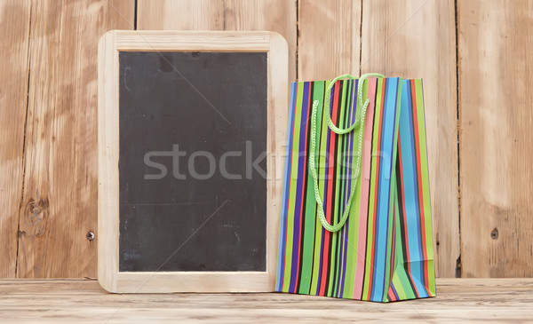 Színes bevásárlószatyor üres tábla háttér vásárlás keret Stock fotó © inxti