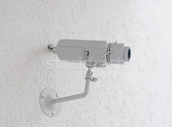 Foto stock: Cámara · de · vídeo · seguridad · pared · edificio · calle · tecnología