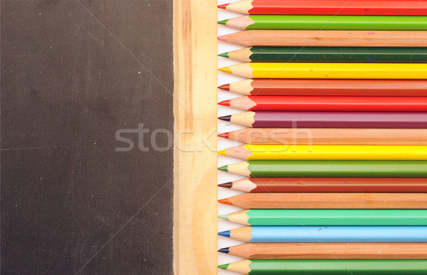 Colorful pencil border blank blackboard Stock photo © inxti