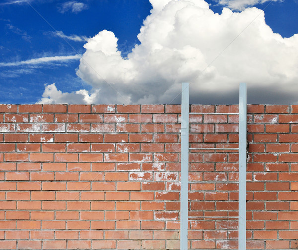 Leiter Wand blauer Himmel weiß Wolken Sonne Stock foto © inxti