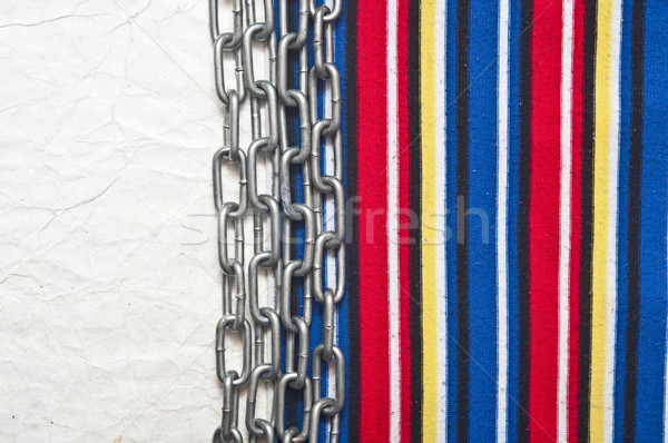 paper vintage and metal chain border colorful stripe fabric Stock photo © inxti