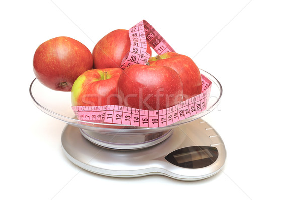 Kitchen scale, apples and measuring tape  Stock photo © inxti