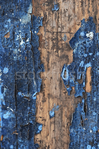 Stock photo: Obsolete weathered cracked painted wood grunge background 