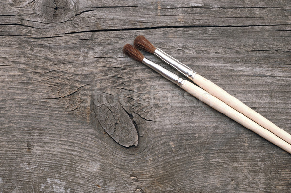 old wood texture and paintbrush  Stock photo © inxti