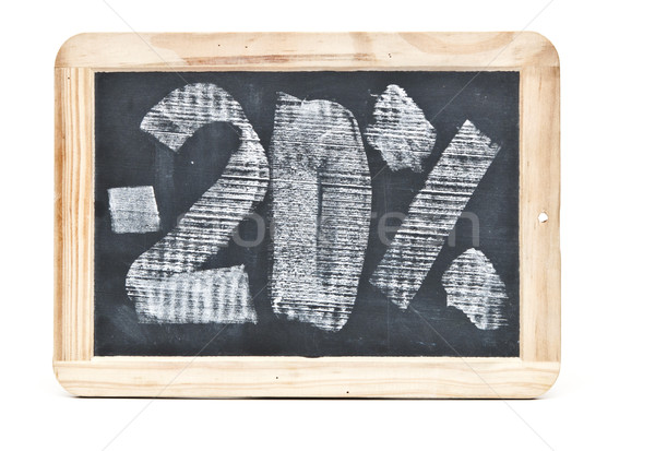 Stockfoto: Twintig · procent · geschreven · Blackboard · witte · school