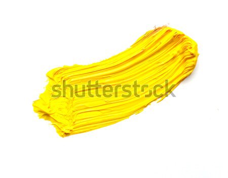 Foto stock: Amarillo · pincel · aislado · blanco · papel · textura