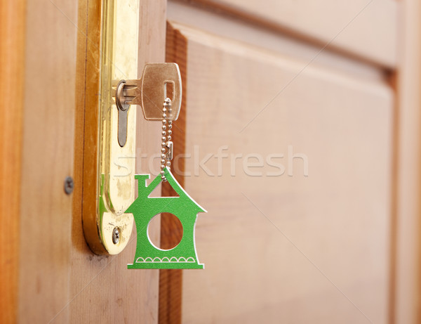 Símbolo casa vara chave buraco de fechadura madeira Foto stock © inxti