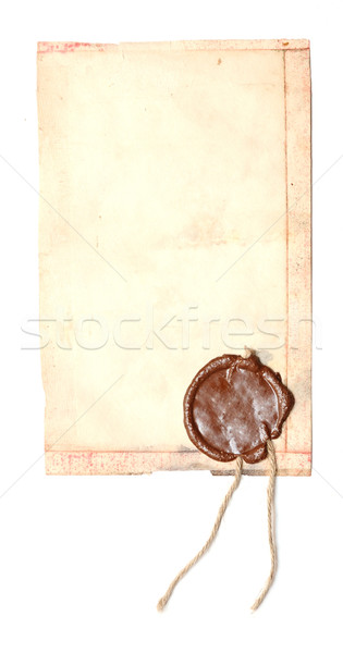 Régi papír viasz fóka fehér háttér keret Stock fotó © inxti