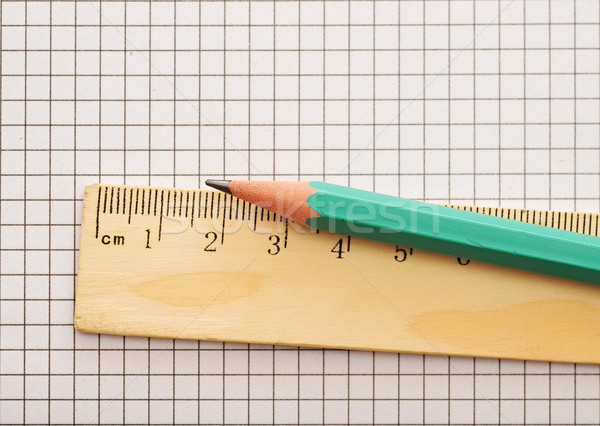 closeup wooden ruler and pencil on background Stock photo © inxti