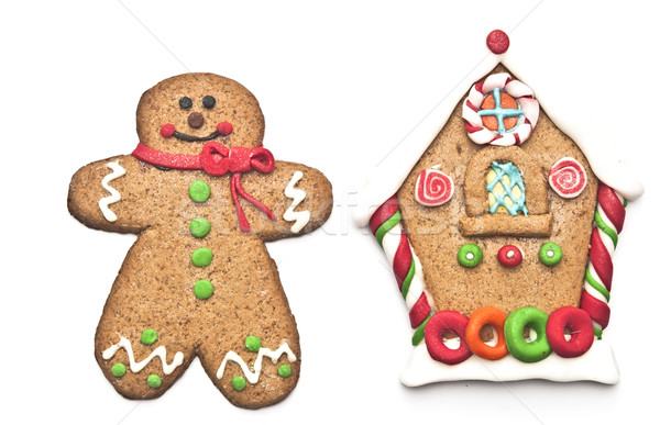 gingerbread house with gingerbread man on white background Stock photo © inxti