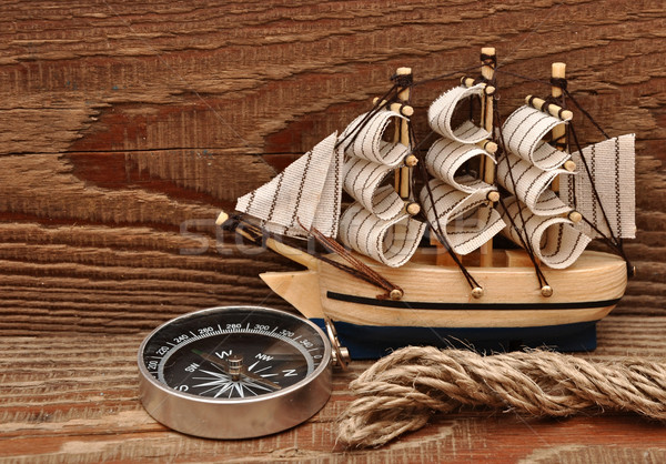 Сток-фото: компас · веревку · модель · классический · лодка · древесины