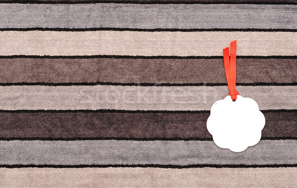 blank white price tag with red ribbon on gray background Stock photo © inxti