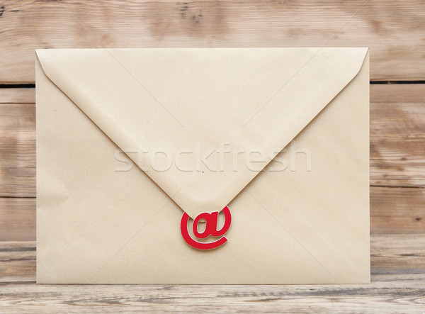 [[stock_photo]]: Courriel · symbole · brun · enveloppe · vieux · bois