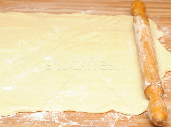 Classic wooden rolling pin with freshly prepared dough  Stock photo © inxti