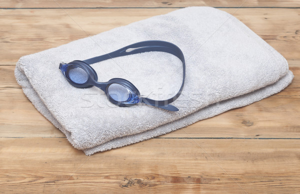 úszás védőszemüveg törölköző sport kék maszk Stock fotó © inxti