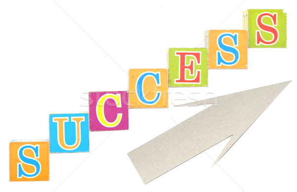 Woord succes ladder witte speelgoed doel Stockfoto © inxti