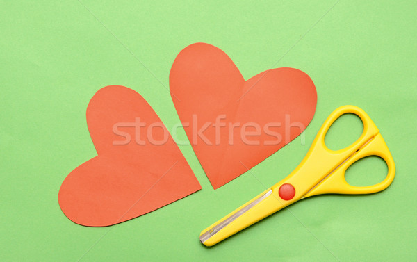 Red valentine heart and yellow scissor Stock photo © inxti