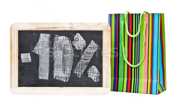 Tien procent geschreven Blackboard kleurrijk boodschappentas Stockfoto © inxti