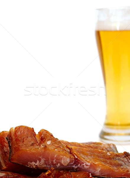 Smoked fish and cup of beer on a white background  Stock photo © inxti