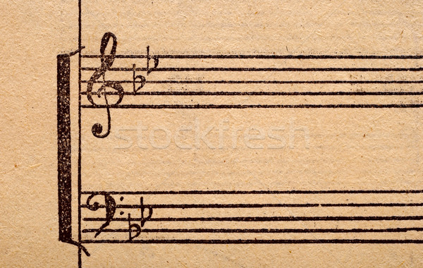 music notes on old paper sheet, to use for the background Stock photo © inxti