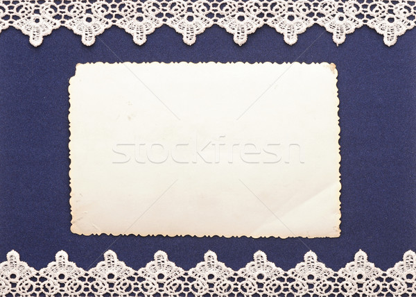 Retro background or greeting card with old photo and lacy border Stock photo © inxti