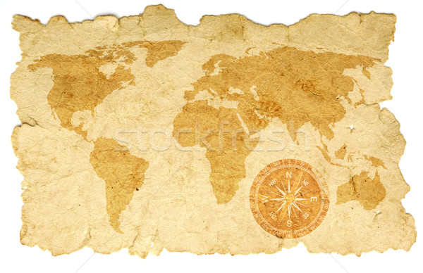 world map with compass on old paper Stock photo © inxti