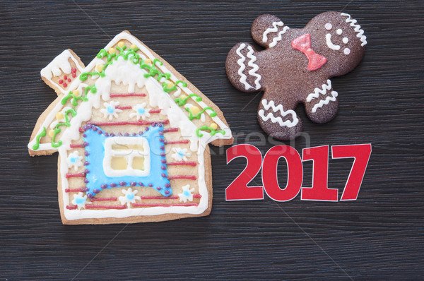gingerbread cookies Christmas wooden table Stock photo © inxti