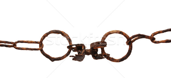 Stock photo: very old rusty chain isolated on a white background
