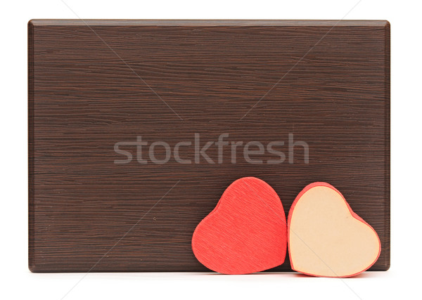 two red hearts on wood with copy space  Stock photo © inxti