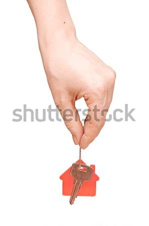 Stockfoto: Vrouw · huis · sleutel · witte · hand · gebouw