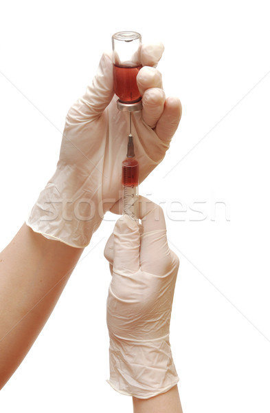 Doldurma şırınga tıp küçük şişe kişi eldiven Stok fotoğraf © inxti