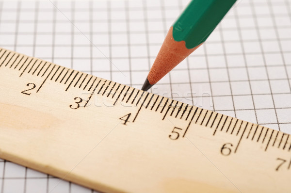 closeup wooden ruler and pencil on background Stock photo © inxti