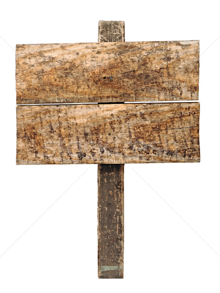 Stockfoto: Oude · verweerde · hout · teken · geïsoleerd · achtergronden