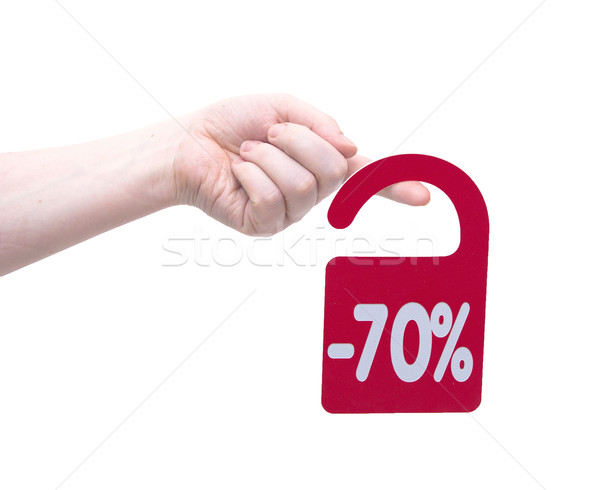 árengedmény címke kéz nő bolt bolt Stock fotó © inxti