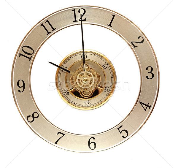 Golden Clock with gears Stock photo © inxti