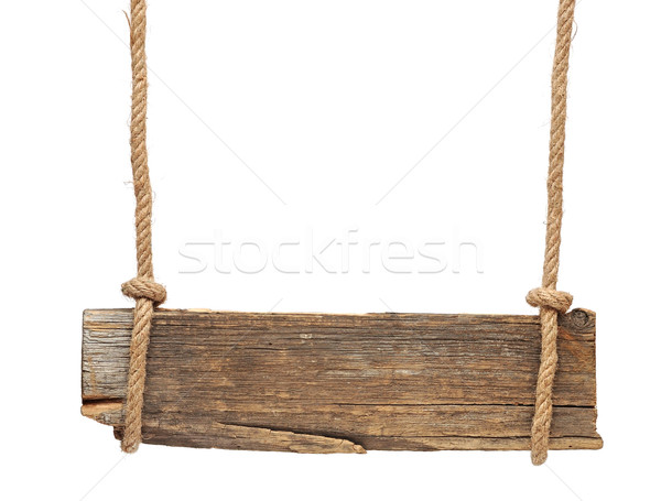 blank wooden sign hanging on a rope. isolated on white.  Stock photo © inxti