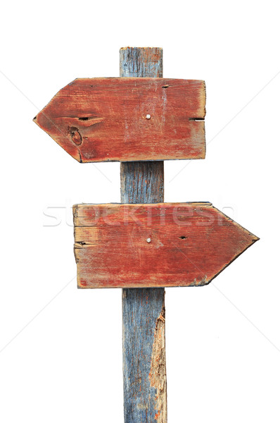 Wooden direction sign isolated on white background, clipping pat Stock photo © inxti