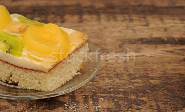 Bolo vidro prato mesa de madeira Foto stock © inxti