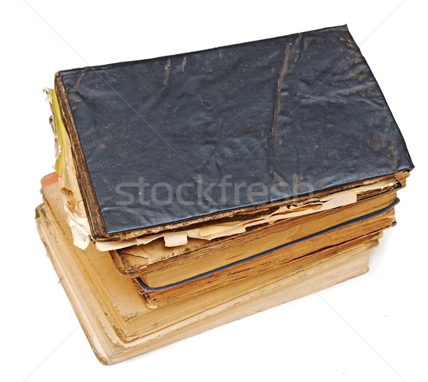 Stock fotó: öreg · könyvek · izolált · fehér · egyetem · irat