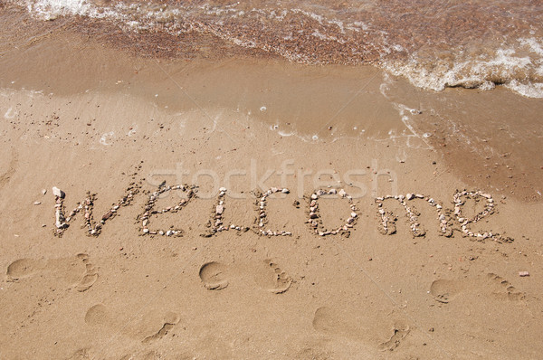 Willkommen Strand abstrakten Meer Sommer Zeichen Stock foto © inxti