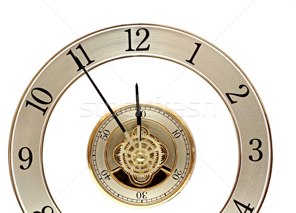 Golden Clock with gears Stock photo © inxti