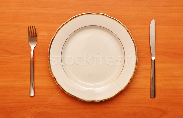 empty plate with fork knife  Stock photo © inxti