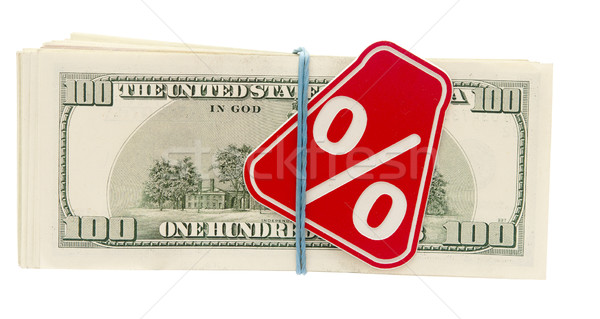 Sign % on the background of one hundred dollar bills  Stock photo © inxti